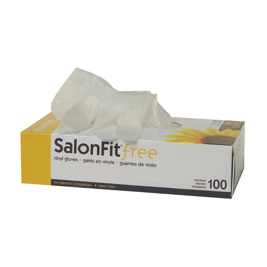 SALONFIT EXTRA SMALL VINYL GLOVES 100/BOX POWDER FREE